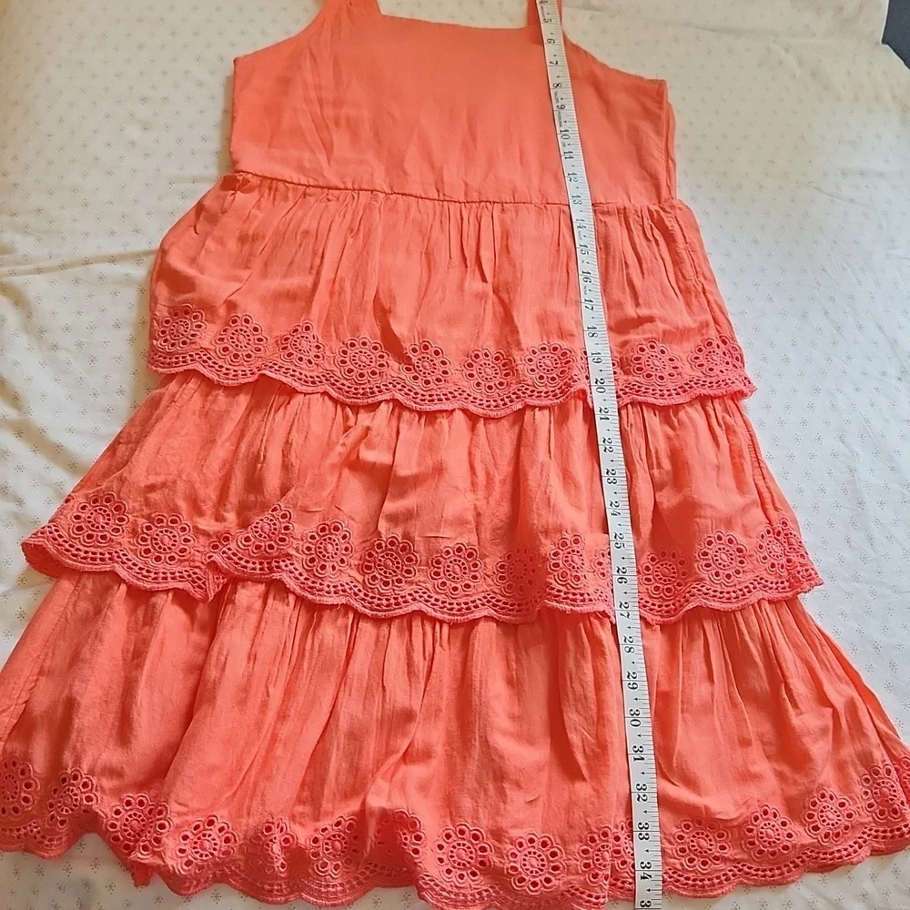 Old Navy Pink Ruffled Eyelet Tiered Sundress Big Girls size XL (14/16)